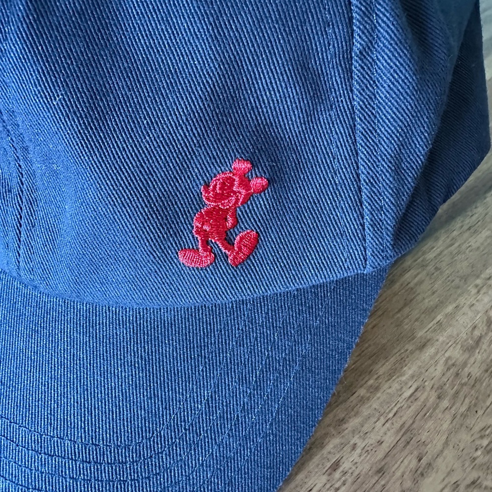 Disney Parks Adult Hat Cap Navy Blue Red Mickey Embroidery Logo Adjustable NWT - Picture 8 of 11
